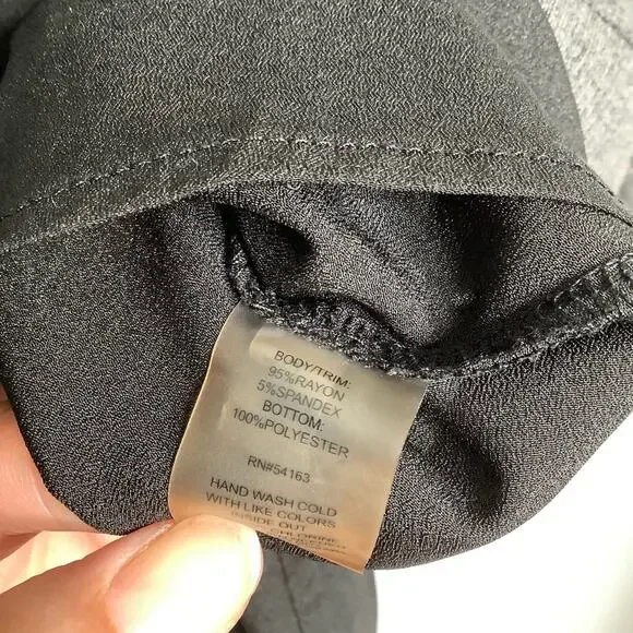 Calvin Klein Top Gray Black Layered Look Tulip Back XS - Picture 7 of 7